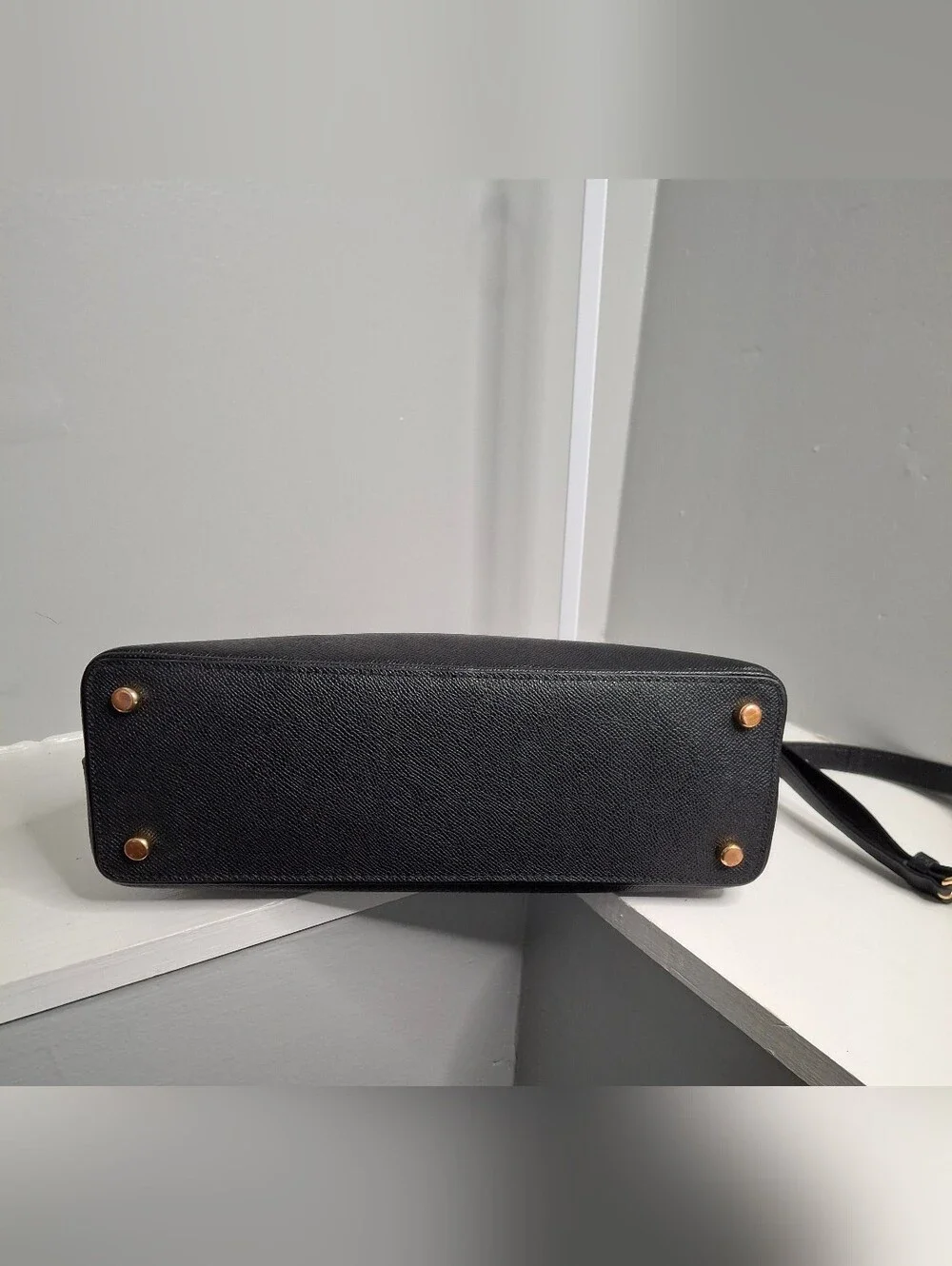 Coach Katy Satchel Black Leather Top Handle Crossbody EUC